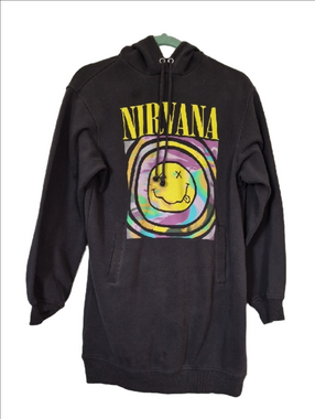 H&M DIVIDED Nirvana Dark Charcoal Gray Hoodie 90s Grunge XS